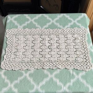 Elegant Cream Crochet Table Runner - cream color